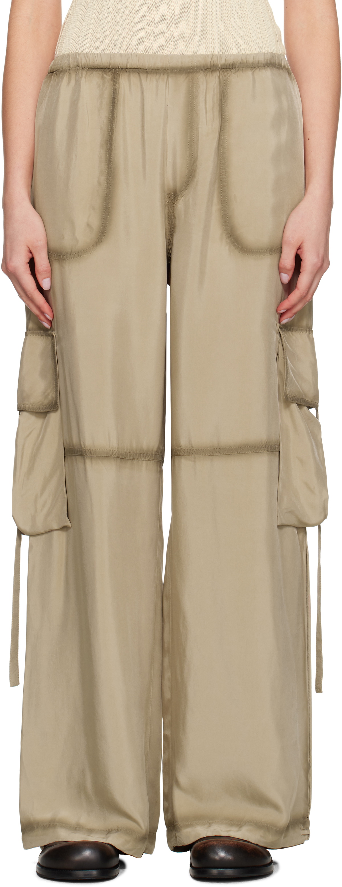 Acne Studios Taupe Satin Cargo Pants