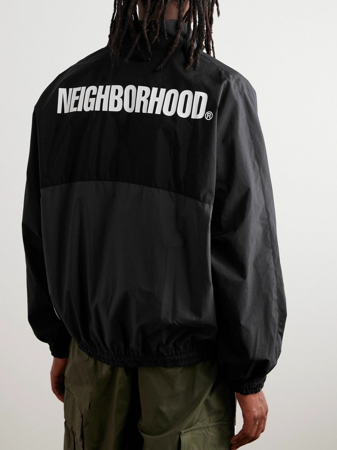 Neighborhood - Logo-Print Appliquéd Two-Tone Shell Track Jacket - Black ...