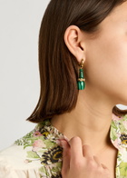 Timeless Pearly Asymmetric 24kt Gold-plated Hoop Earrings - Green - One Size