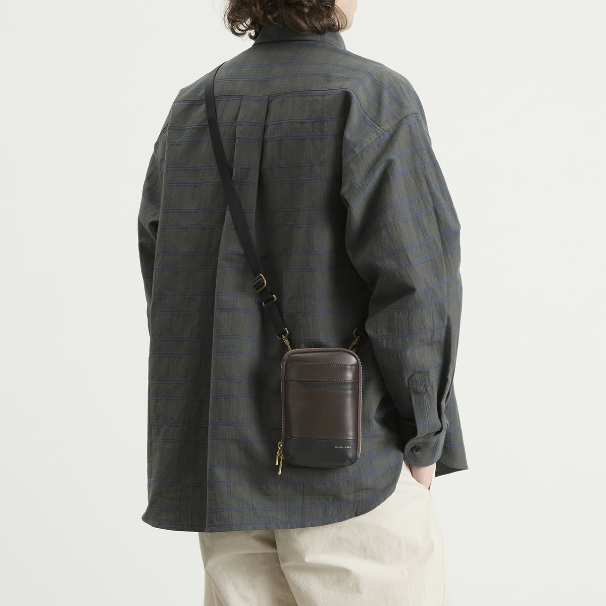 Master-Piece Gloss Leather Shoulder Bag in Brown 