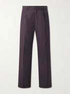 Auralee - Drawstring Cotton Straight-Leg Trousers - Brown