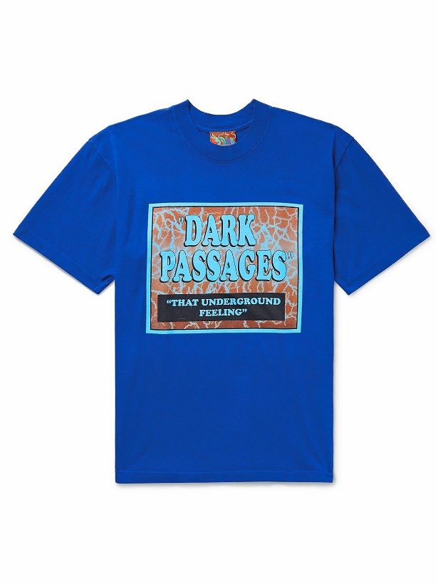 Photo: COME TEES - Dark Passages Raver Printed Cotton-Jersey T-Shirt - Blue