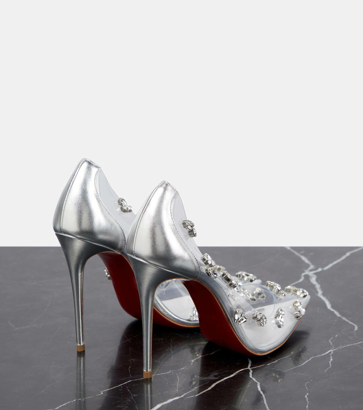 Christian Louboutinエナメル×PVC パンプス38.5超美品 Christian Louboutin Degraqueen embellished PVC pumps Christian