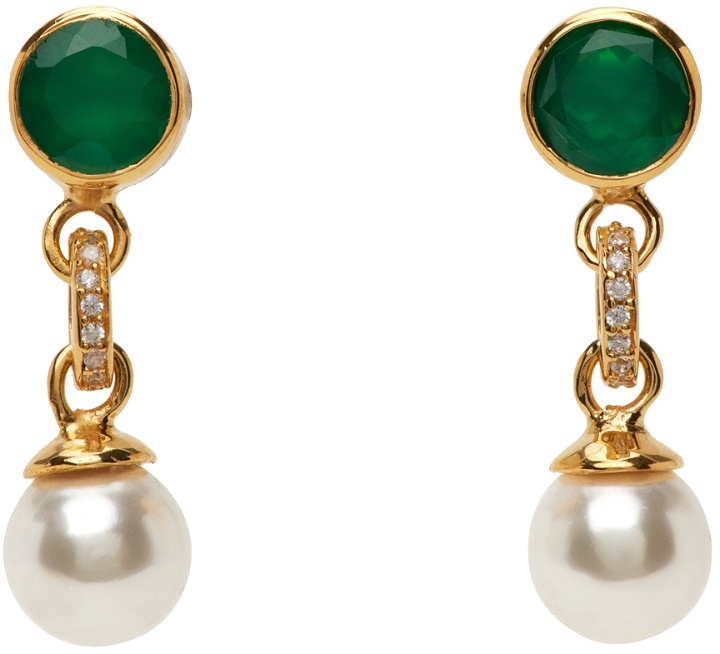 Photo: VEERT Gold & Green 'The Round' Drop Earrings