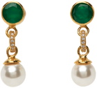 VEERT Gold & Green 'The Round' Drop Earrings