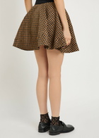 Ganni Gingham Crinkled Taffeta Mini Skirt Dark Brown