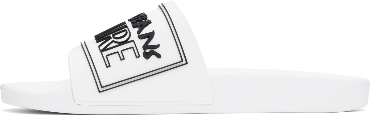 Versace Jeans Couture White Logo Shelly Pool Slides