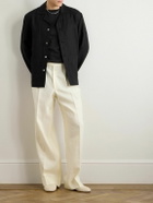 Stòffa - Camp-Collar Linen-Canvas Overshirt - Black