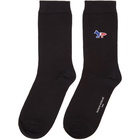 Maison Kitsune Black Fox Logo Socks