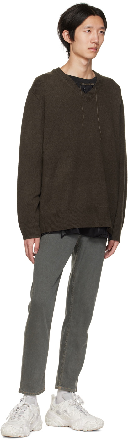 Acne Studios Brown V-Neck Sweater Acne Studios