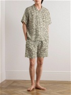 Desmond & Dempsey - Camp-Collar Floral-Print Linen Pyjama Set - Neutrals