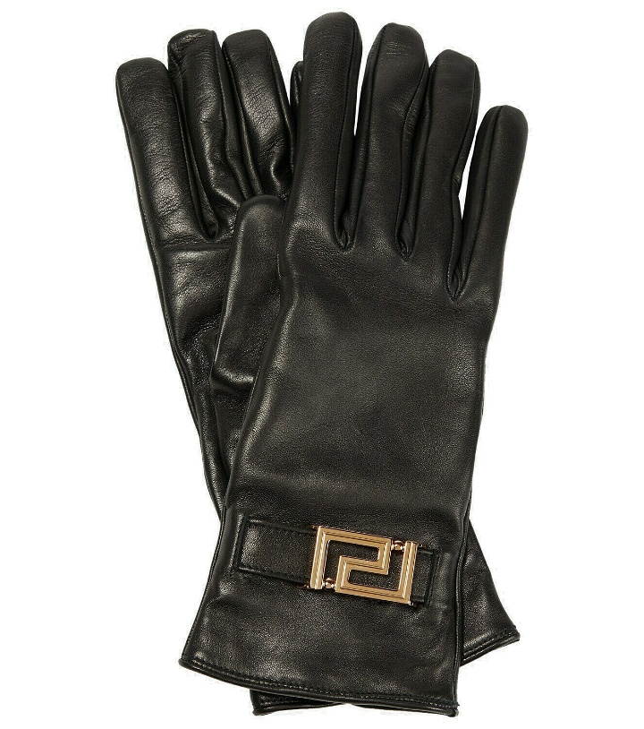 Photo: Versace - Greca leather gloves