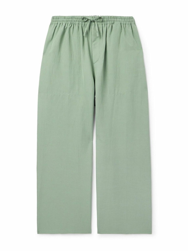 Photo: LOEWE - Paula's Ibiza Wide-Leg Cropped Woven Drawstring Trousers - Green