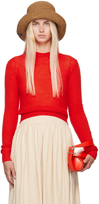 Photo: Jil Sander Red Cropped Sweater