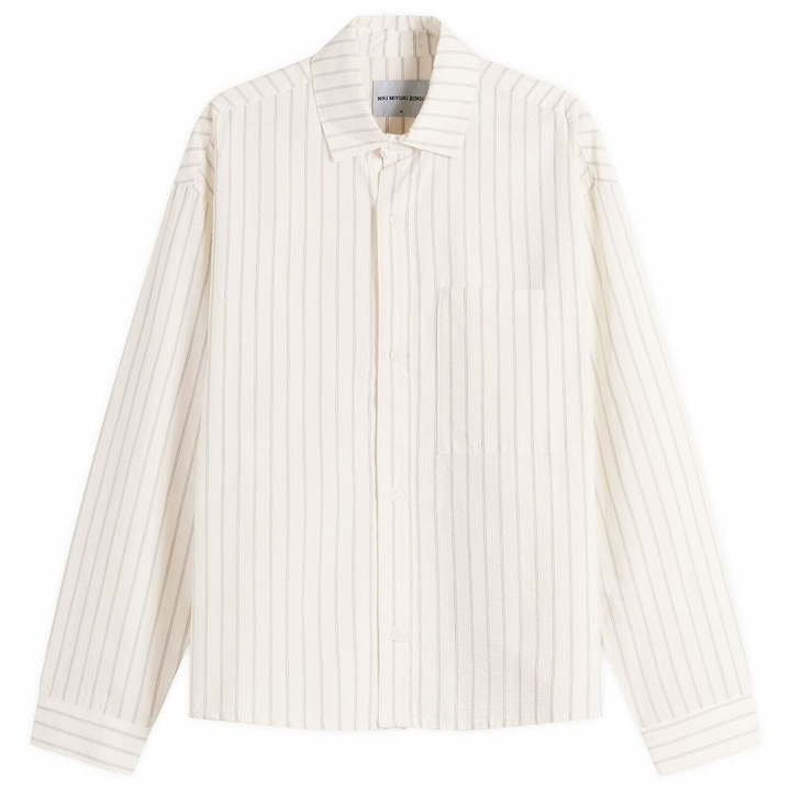 Photo: MKI Men's Seersucker Stripe Box Dress Shirt in Off White