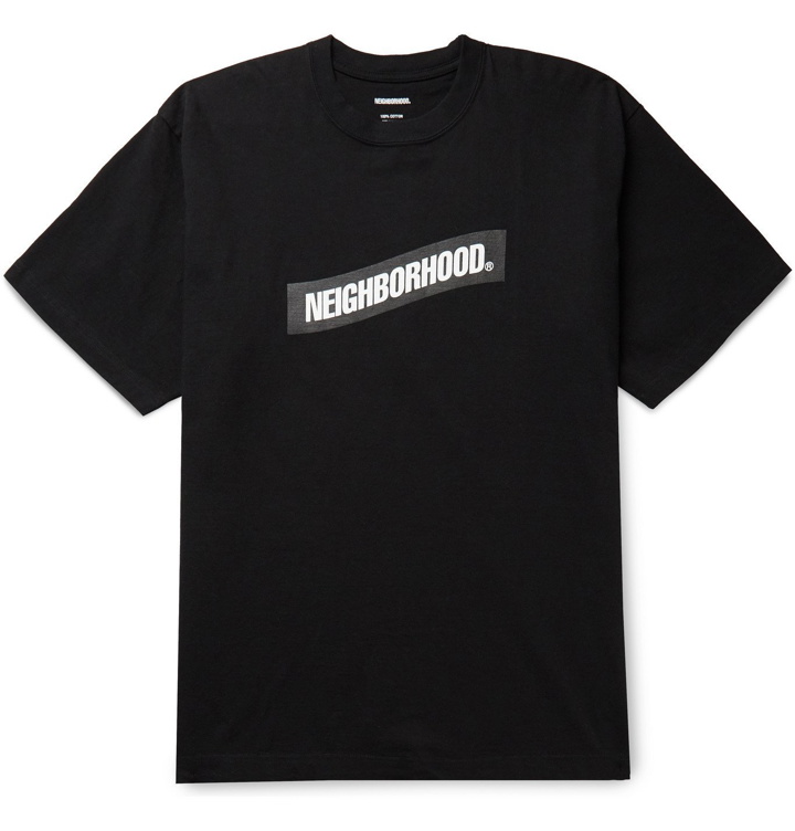Photo: Neighborhood - Distortion Logo-Print Cotton-Jersey T-Shirt - Black