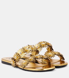 Loewe Petal Flower metallic leather sandals