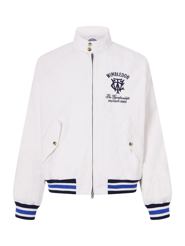 Photo: Polo Ralph Lauren - Wimbledon Logo-Embroidered Striped Cotton Blouson Jacket - White