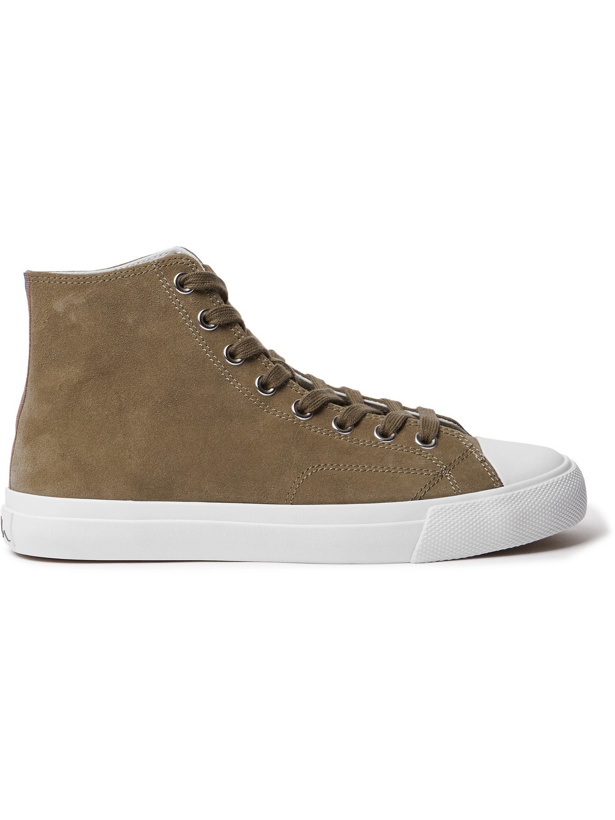 Photo: PAUL SMITH - Carver Striped Grosgrain-Trimmed Suede High-Top Sneakers - Green - 6