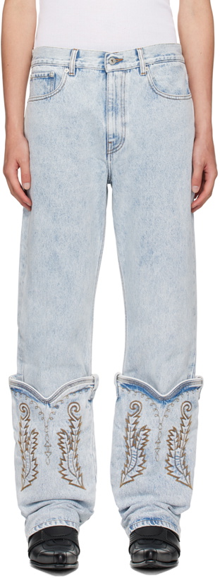 Photo: Y/Project SSENSE Exclusive Blue Cowboy Cuff Jeans
