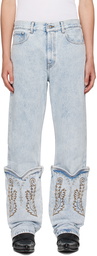 Y/Project SSENSE Exclusive Blue Cowboy Cuff Jeans