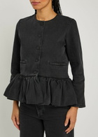 Liberowe Peplum Denim Jacket Black
