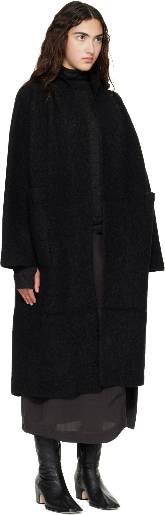 Lauren Manoogian Black Double Face Long Coat