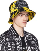 Versace Jeans Couture Black & Yellow Printed Chain Bucket Hat