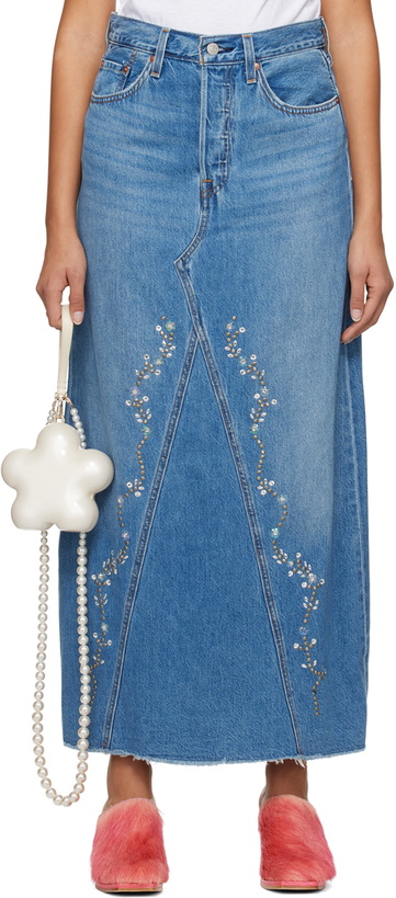 Photo: Anna Sui SSENSE Exclusive Blue Denim Midi Skirt