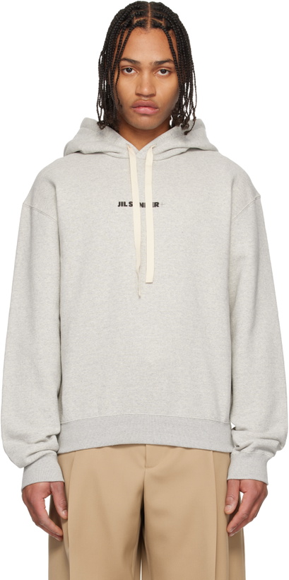 Photo: Jil Sander Gray Printed-Logo Hoodie