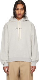 Jil Sander Gray Printed-Logo Hoodie
