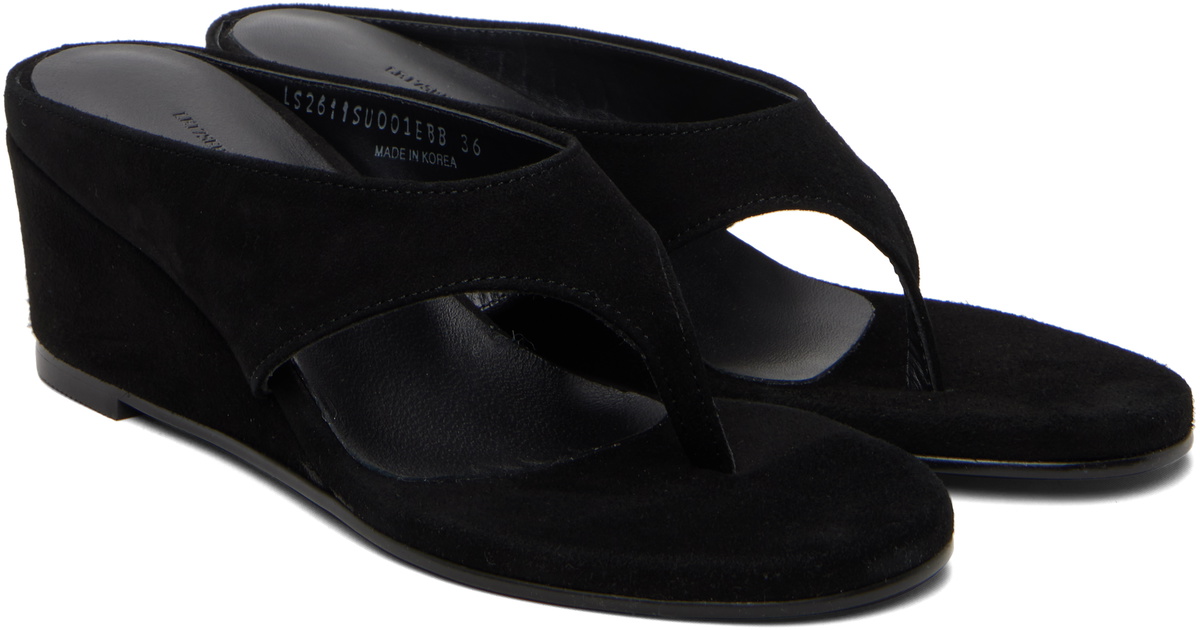 LE17SEPTEMBRE Black Suede Wedge Heeled Sandals