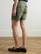 Drake's - Herringbone Cotton and Linen-Blend Twill Shorts - Green