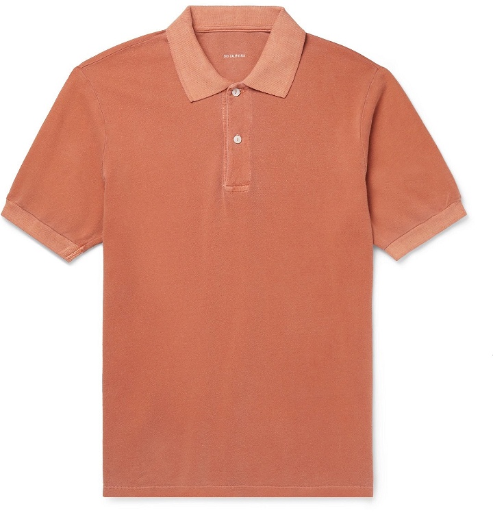 Photo: Save Khaki United - Slim-Fit Pigment-Dyed Organic Cotton-Pique Polo Shirt - Orange