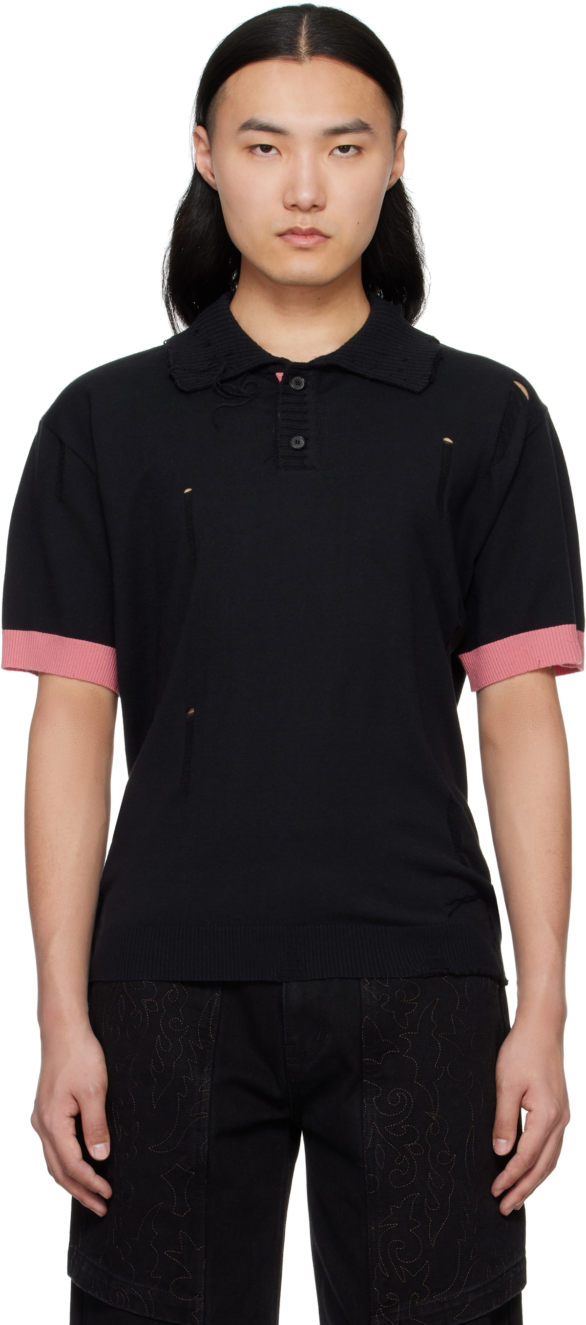 Andersson Bell Black Damaged Polo