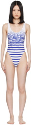 Jean Paul Gaultier White 'The Marinière Calligraphy' Swimsuit