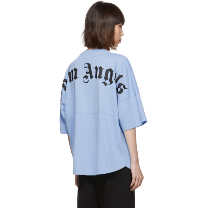 Palm Angels Light-blue Logo Cotton T-shirt, Compare