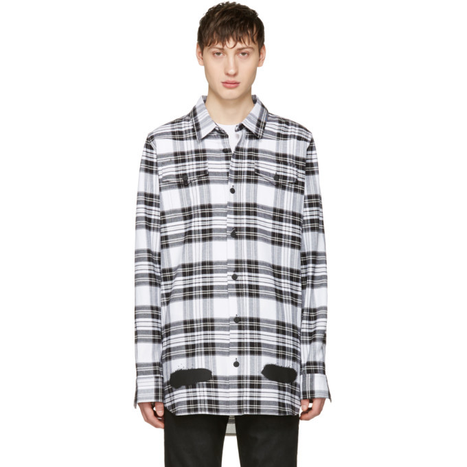 Photo: Off-White White Check Diagonal Spray Shirt