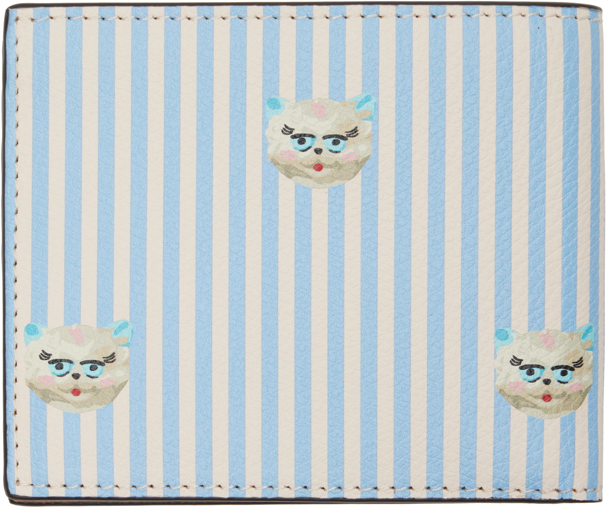 Valentino Garavani Blue & Off-White VLogo 'Le Chat De La Maison' Wallet