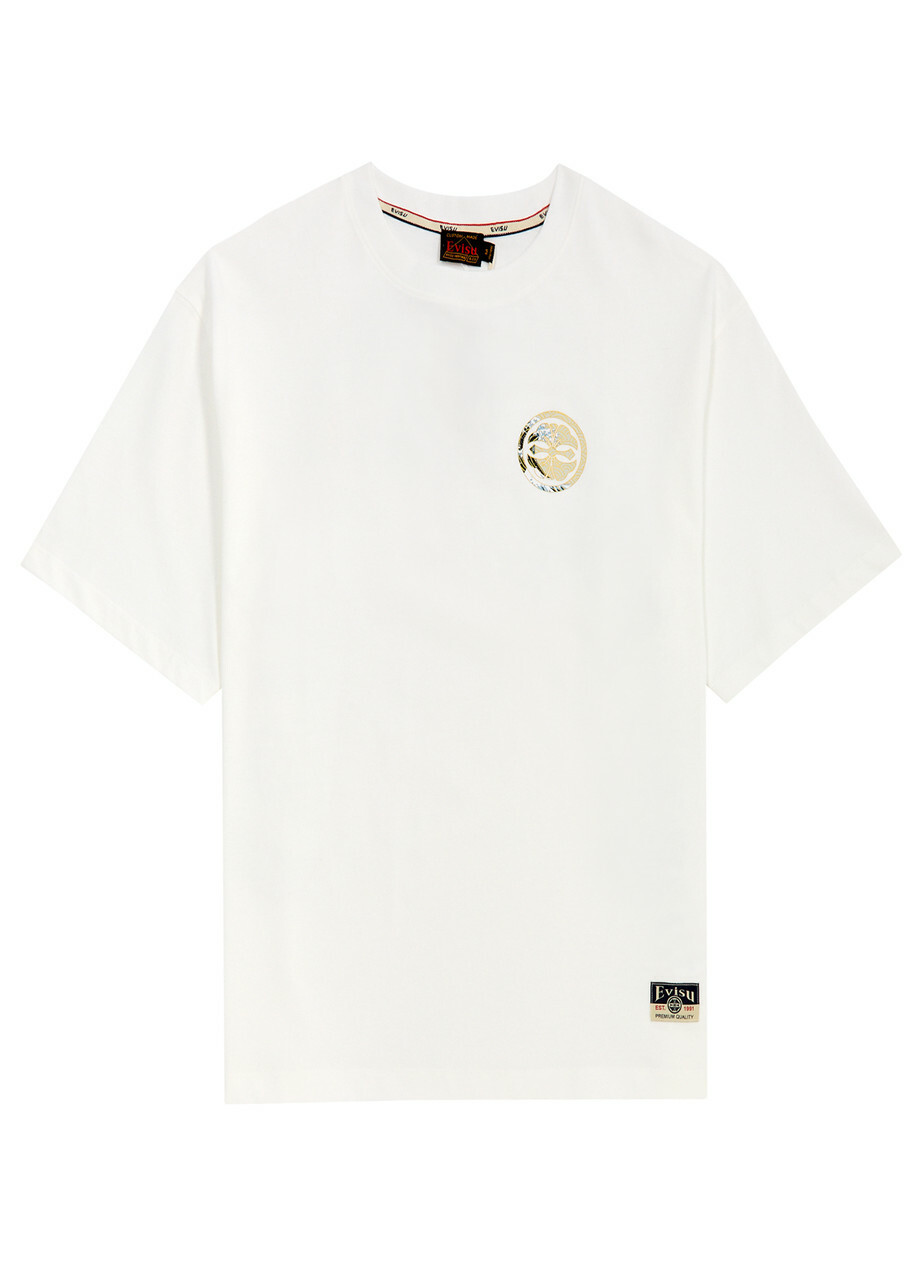 Evisu Kamon and The Great Wave Printed Cotton T-shirt Off White