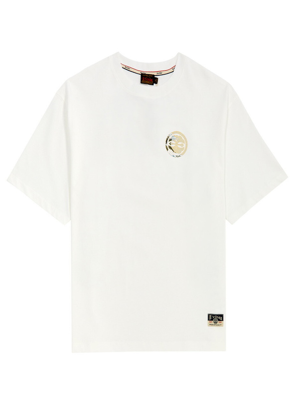 Photo: Evisu Kamon and The Great Wave Printed Cotton T-shirt Off White