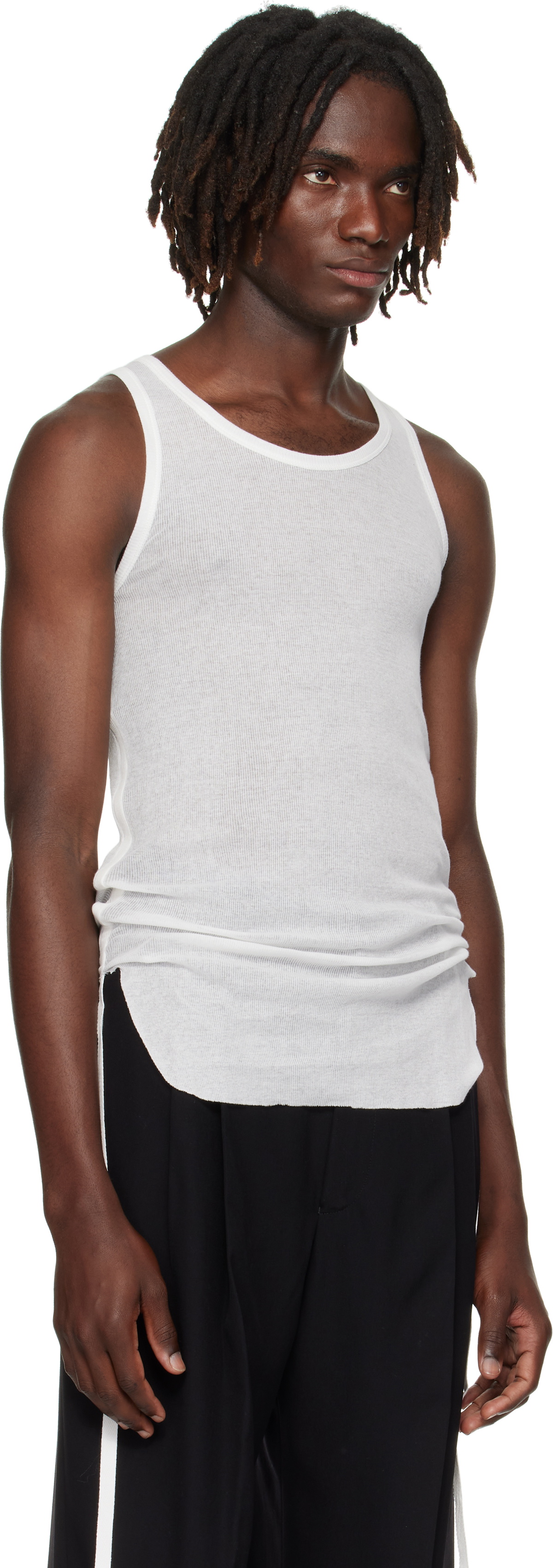 Ann Demeulemeester White Boris Wrinkled Cropped Tank Top Ann