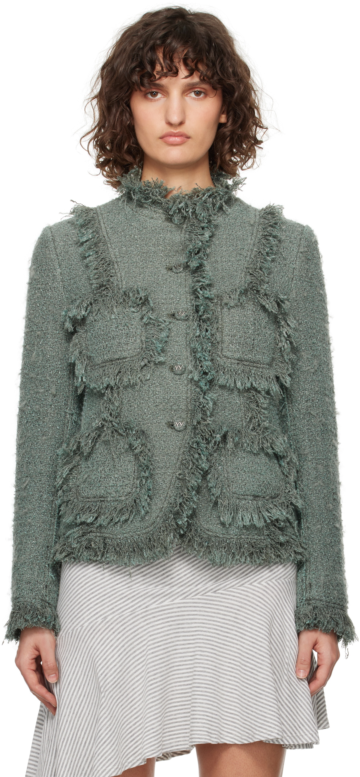 [OPEN YY] / ☆ 25SS FRAYED TWEED JACKET / BLACK OPEN YY