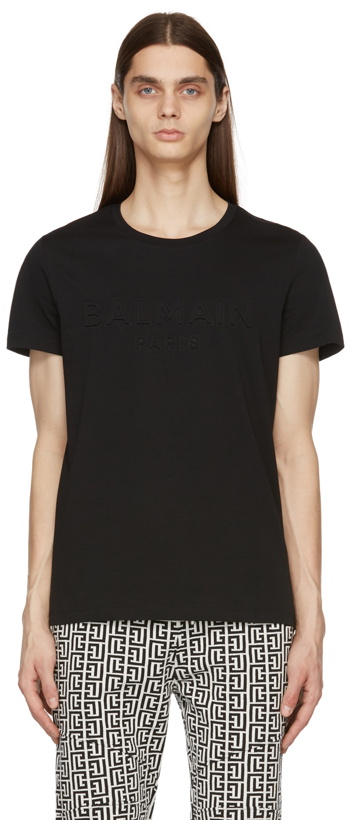 Photo: Balmain Black Embossed Logo T-Shirt