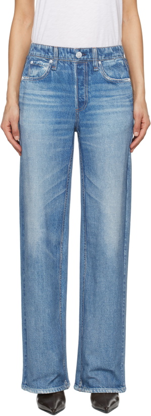 Photo: rag & bone Blue Miramar Terry Wide-Leg Sweatpants