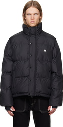 Courrèges Black Embroidered Logo Puffer Jacket
