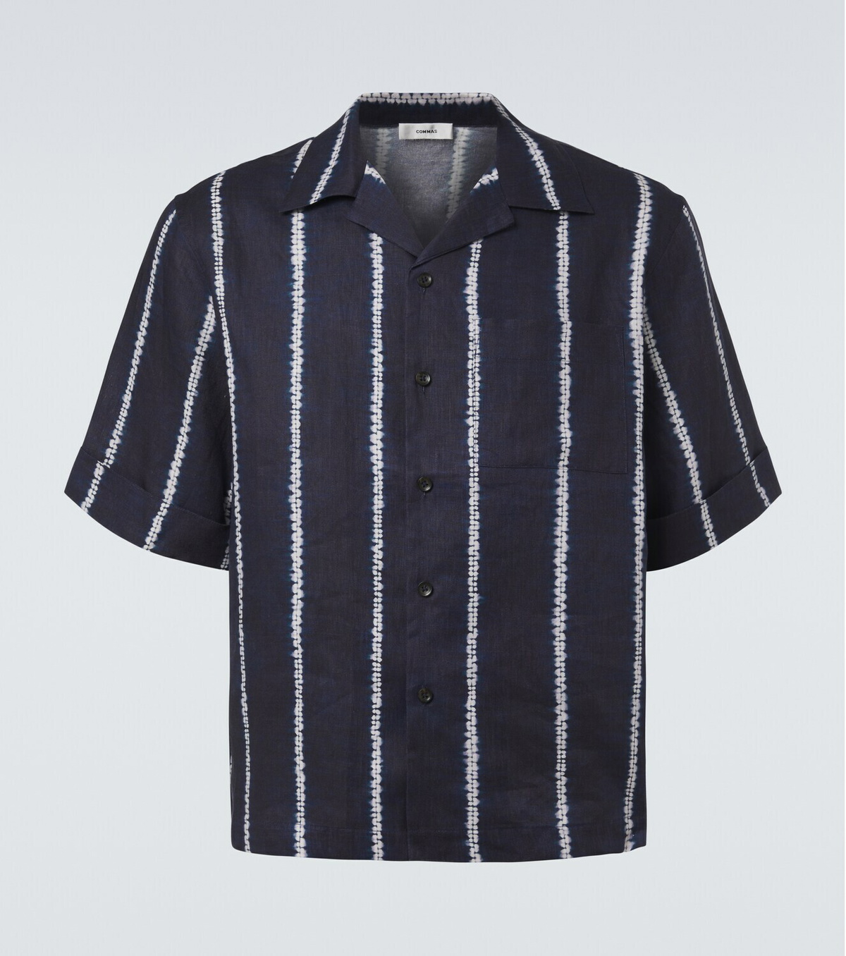 Commas Striped linen bowling shirt