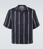 Commas Striped linen bowling shirt
