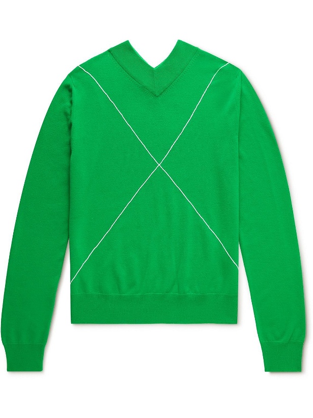 Photo: Bottega Veneta - Embroidered Wool-Blend Sweater - Green