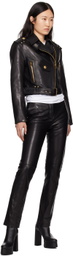 Balmain Black Zipped Leather Biker Jacket